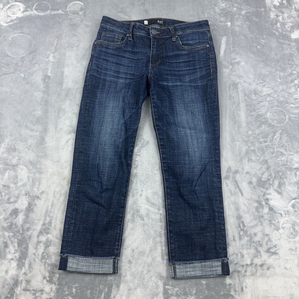 KUT From The Kloth Amy Crop Straight Leg Jeans Womens Size 4 Mid Rise Dark Wash - Picture 9 of 9